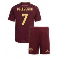 Camisa de Futebol AS Roma Lorenzo Pellegrini #7 Equipamento Principal Infantil 2024-25 Manga Curta (+ Calças curtas)